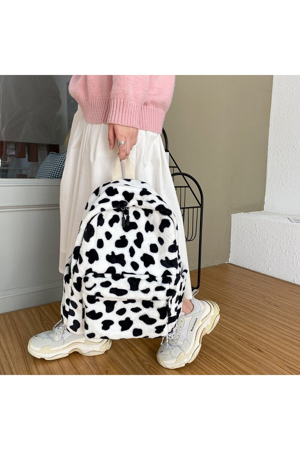 Cow Pattern Plush Backpack