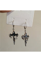 Crimson Gothic Cross Earrings