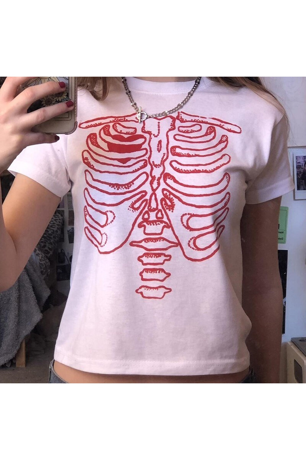 Crop Tops  Skull Graphic Grunge