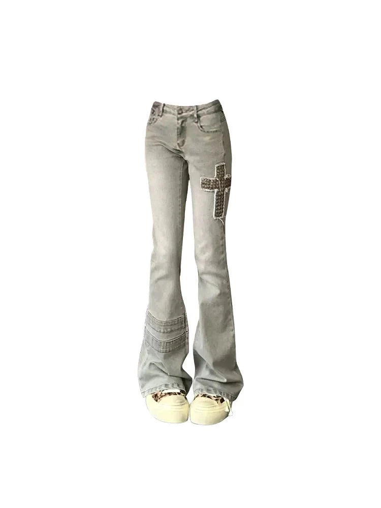 Cross Patch Flare Denim Jeans