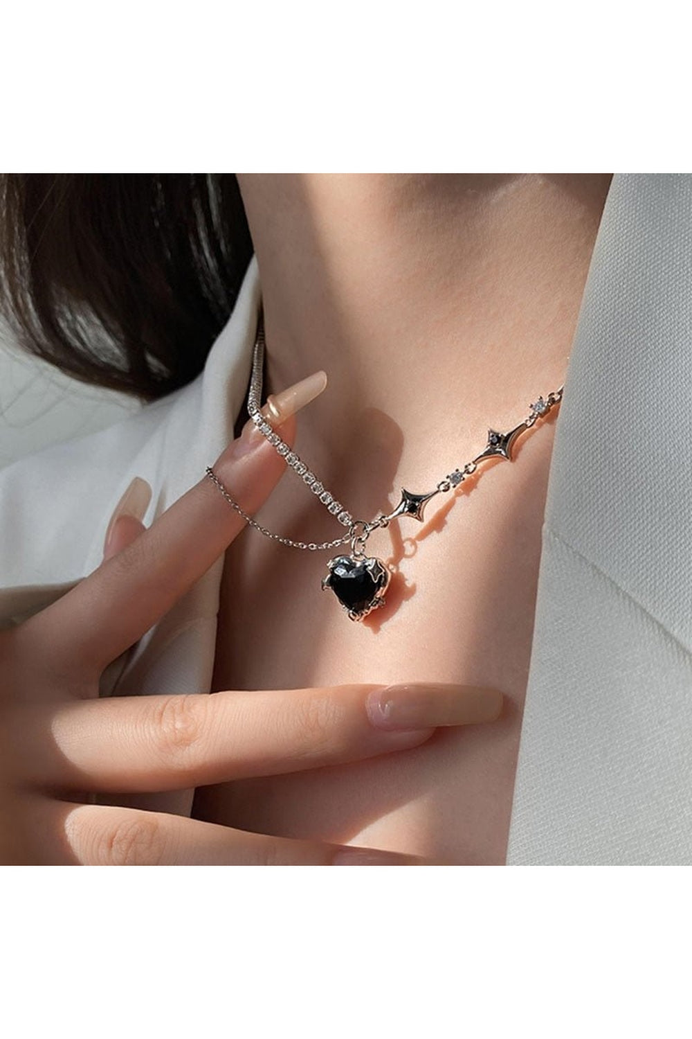 Crystal Heart Goth Alt Necklace