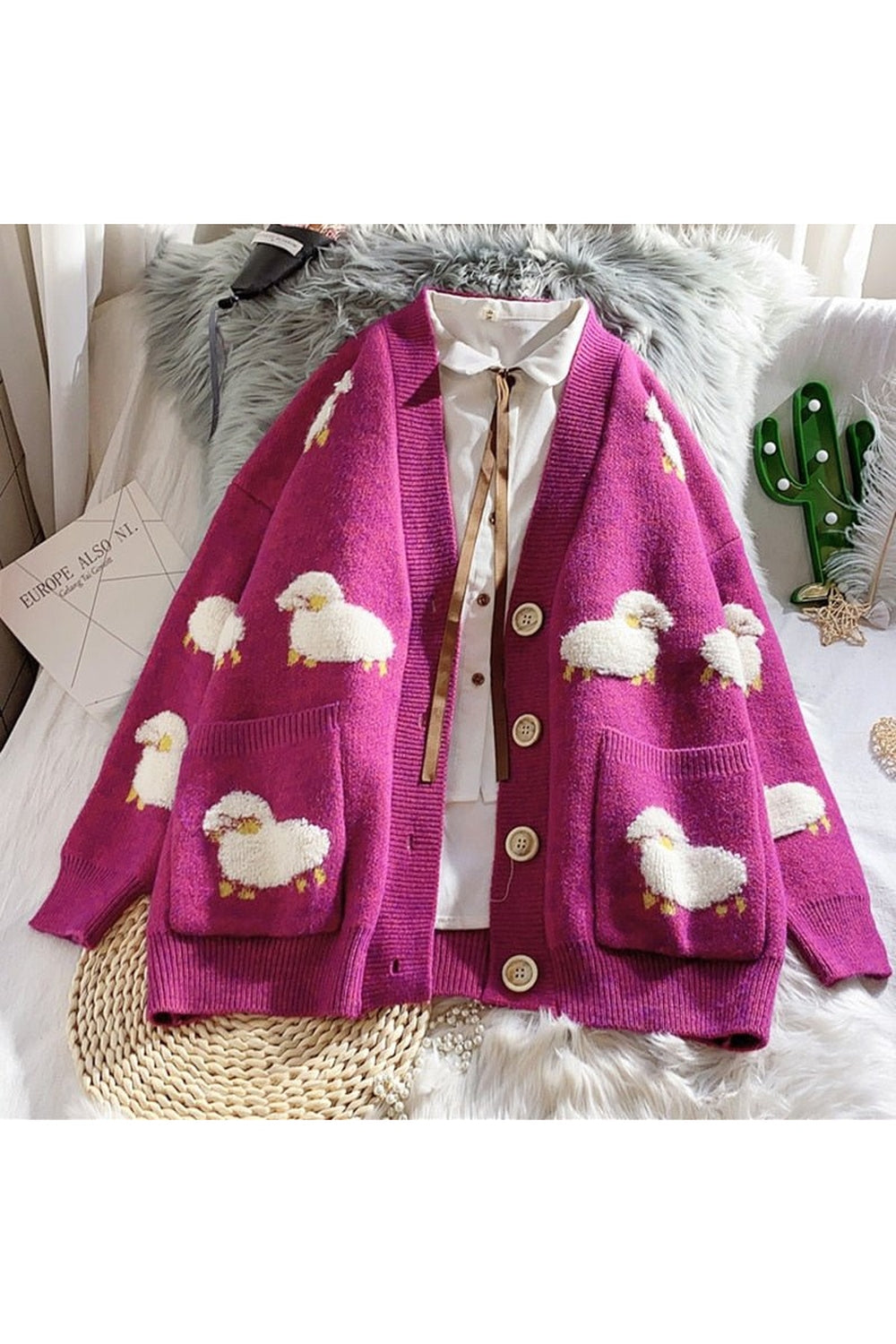 Fall Cute Aesthetic Lamb cardigan