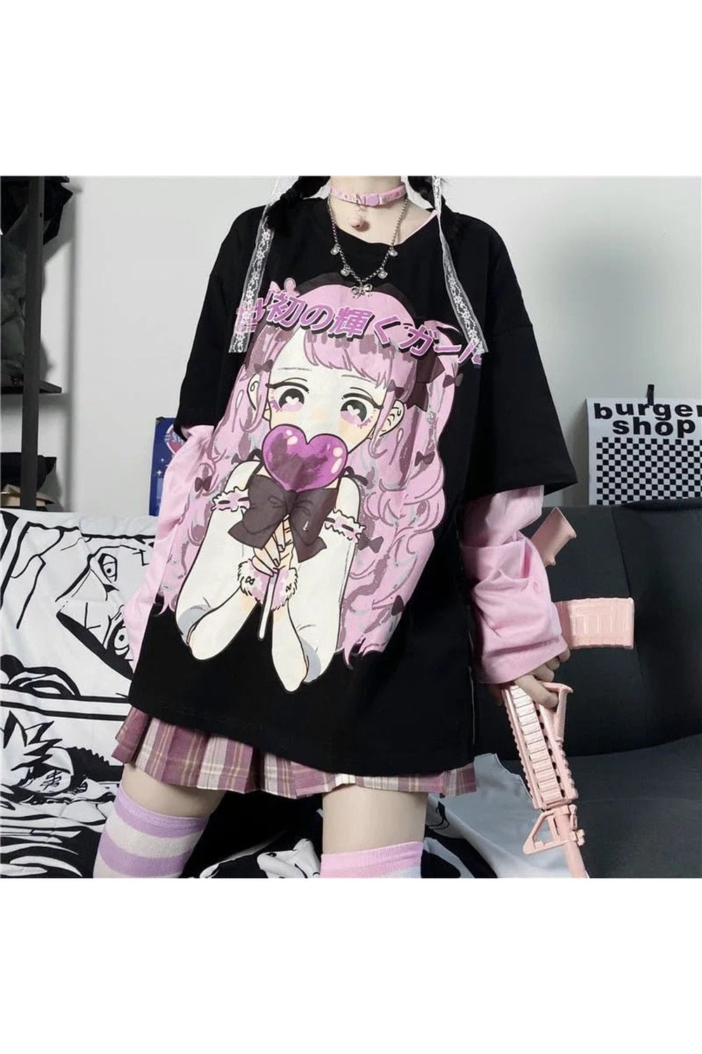 Cute Anime Print Long-Sleeved  T-Shirt