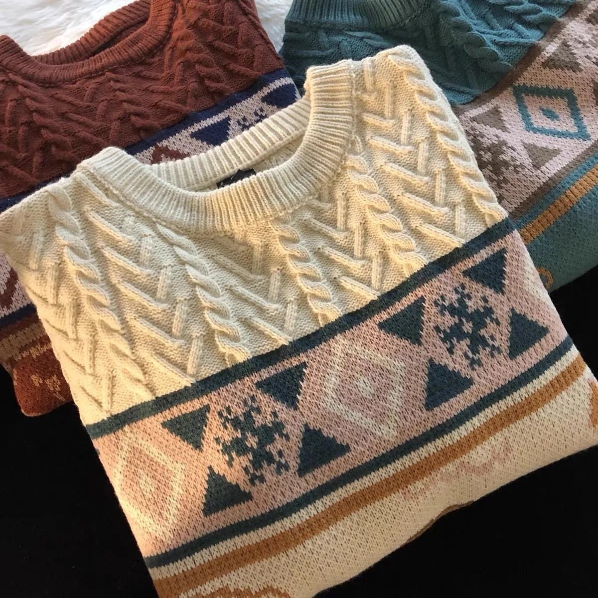 Fall Cute Bear Vintage Oversize Knit Sweater