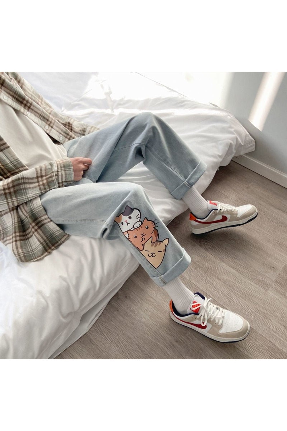 Fall Cute Kawaii Cat Jeans