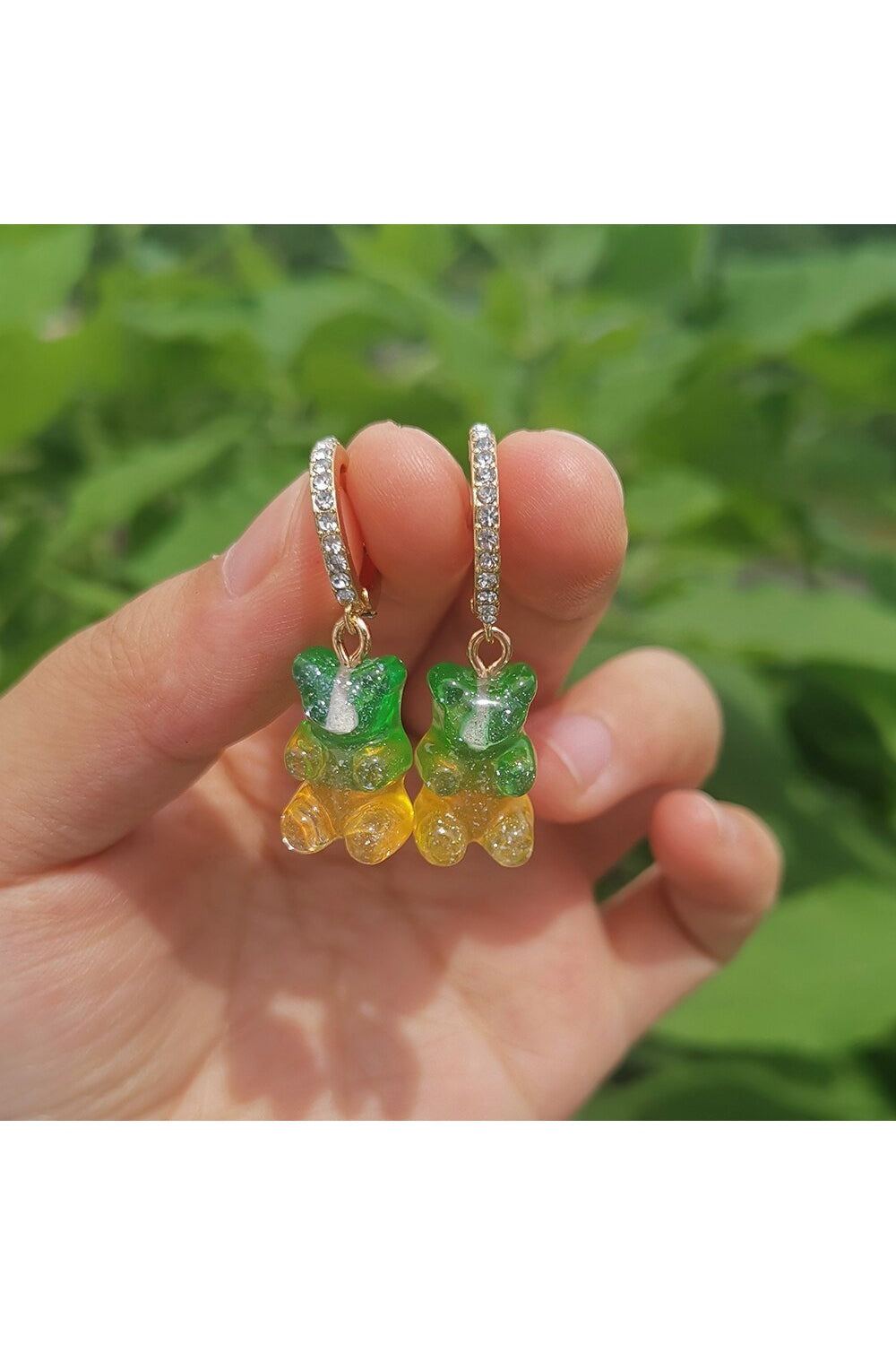 Cute Transparent Resin Bear Earrings