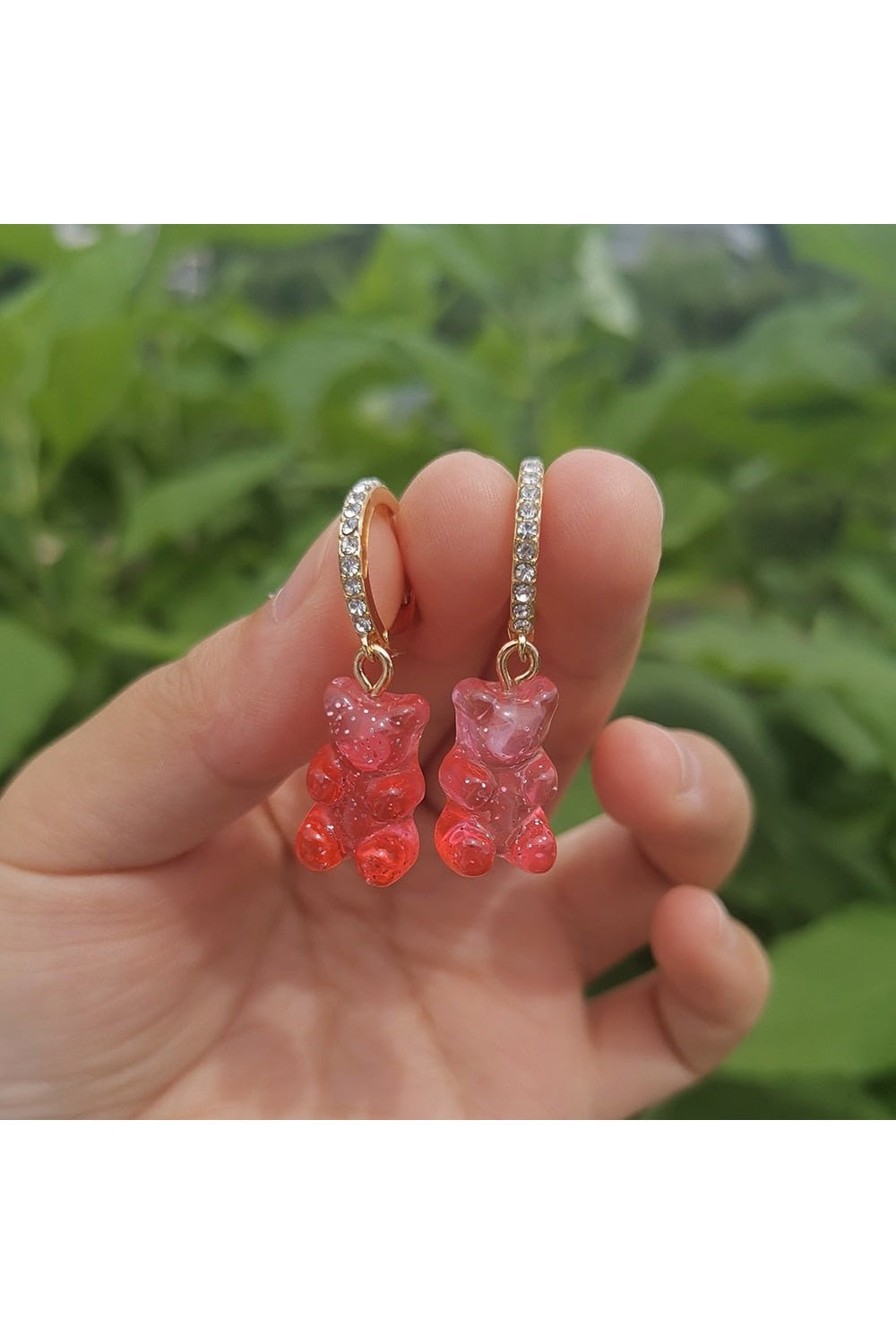 Cute Transparent Resin Bear Earrings