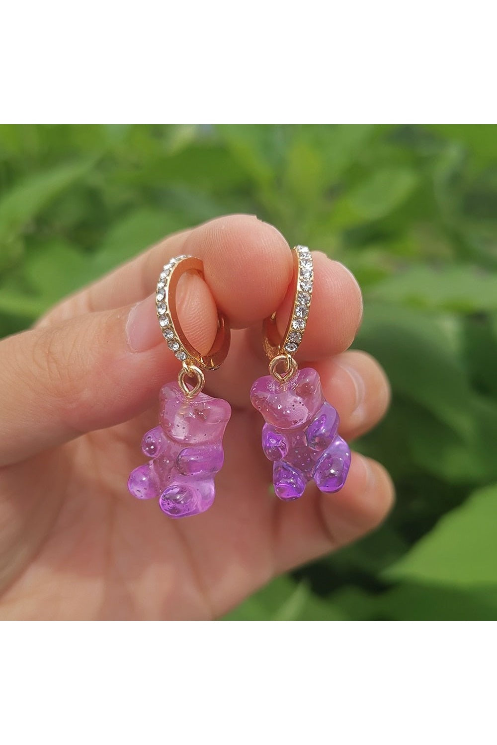 Cute Transparent Resin Bear Earrings