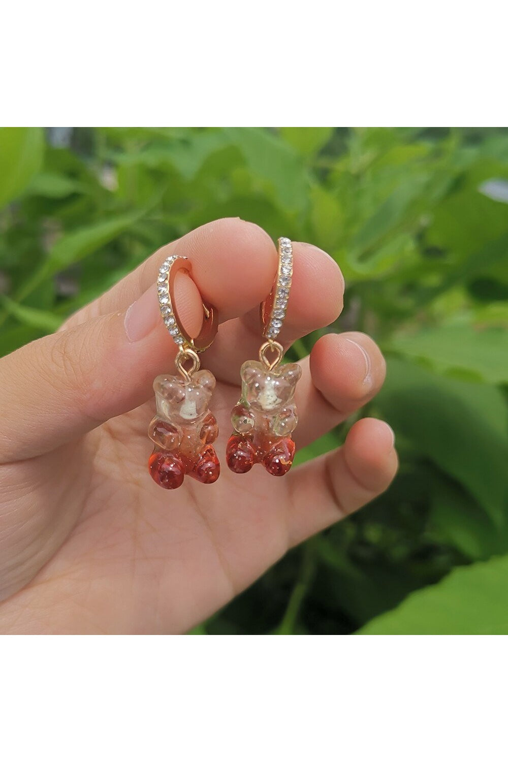 Cute Transparent Resin Bear Earrings