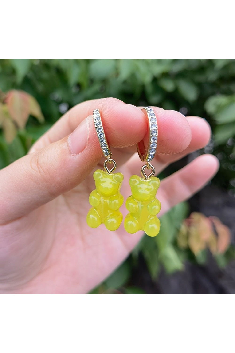 Cute Transparent Resin Bear Earrings