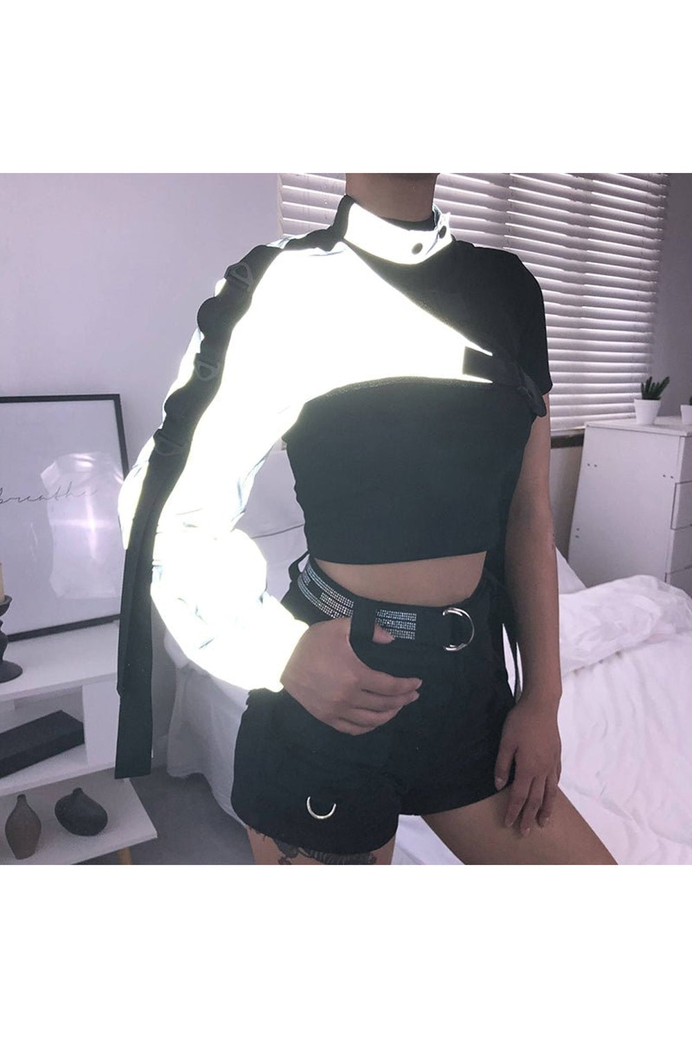 Cyber Y2k One Shoulder Crop Top