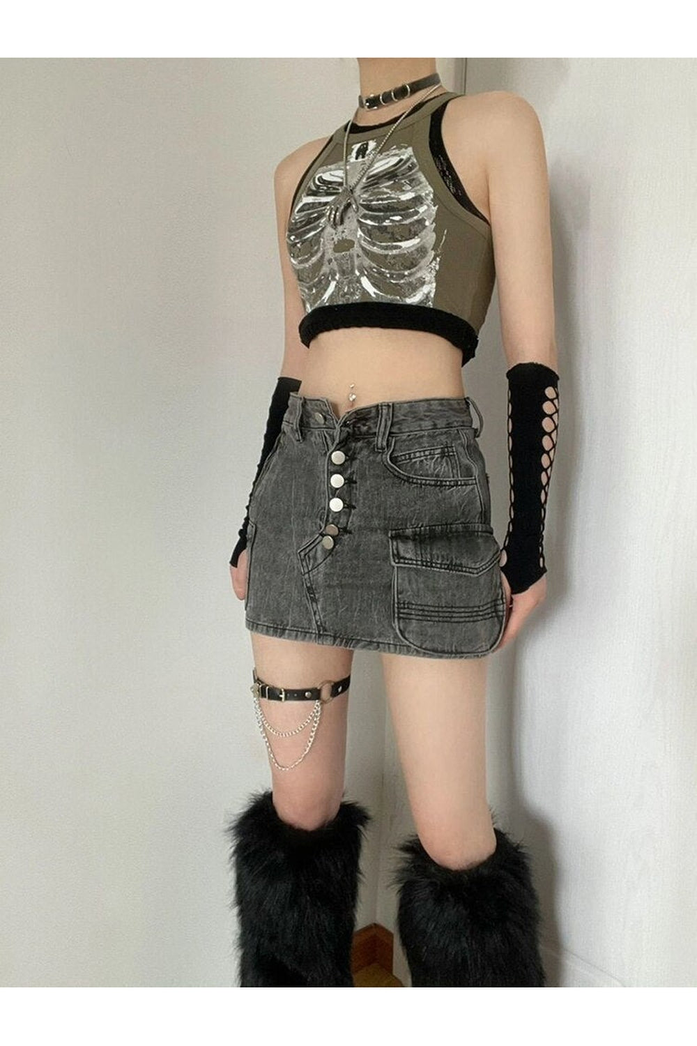 Cyber Y2k Skeleton Crop Top