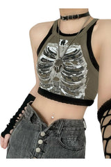 Cyber Y2k Skeleton Crop Top