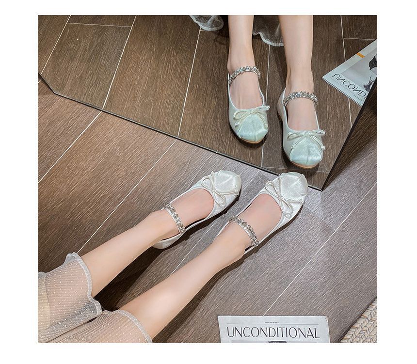 Rhinestone Ribbon Mary Jane Shoes