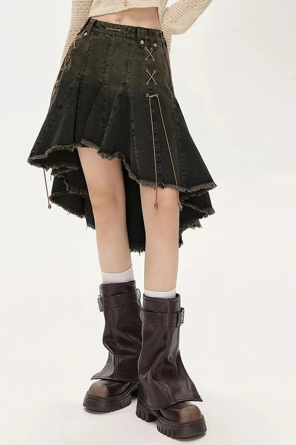 Dark Academia Denim Skirt