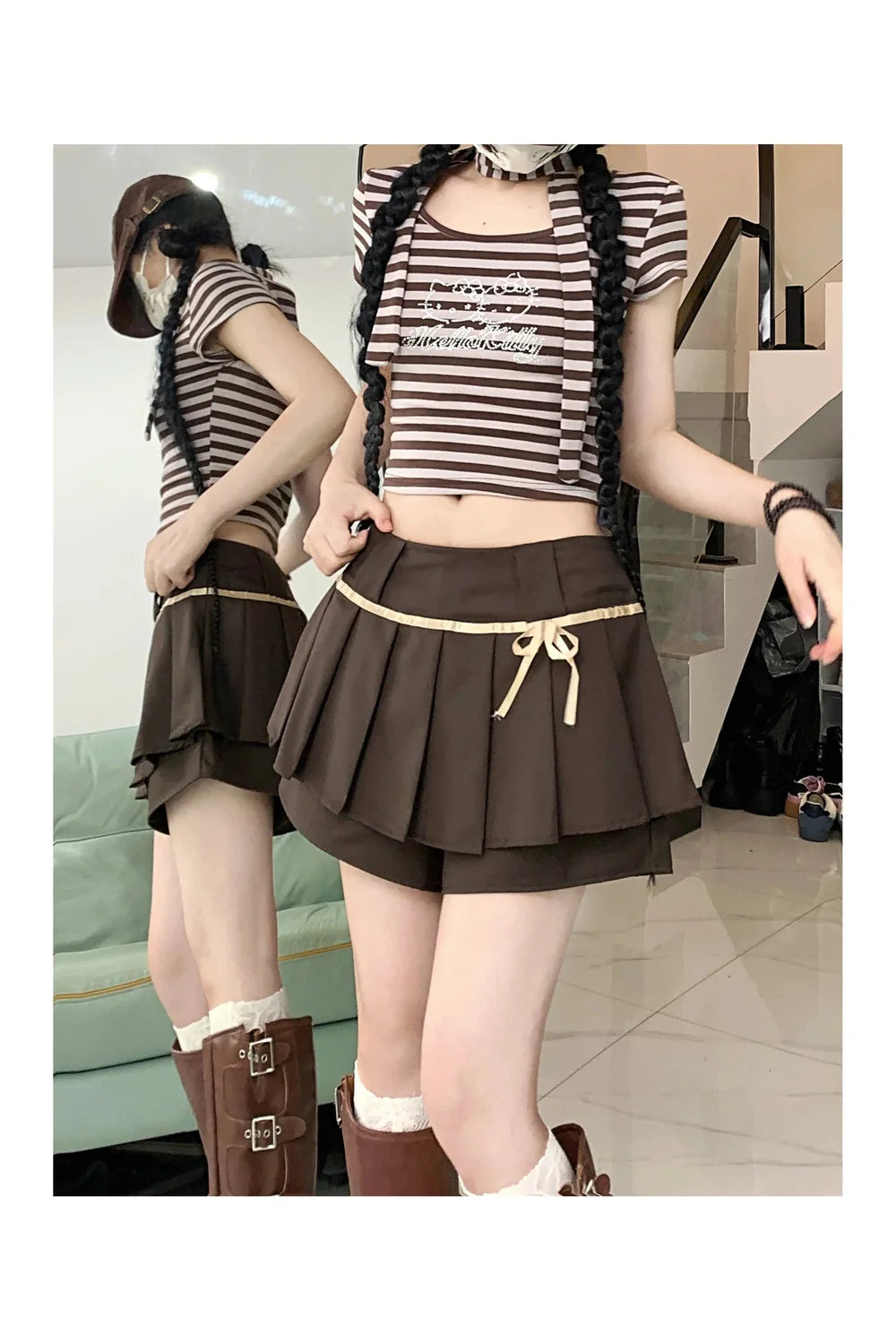 Dark Academia Pleated Mini Skirt