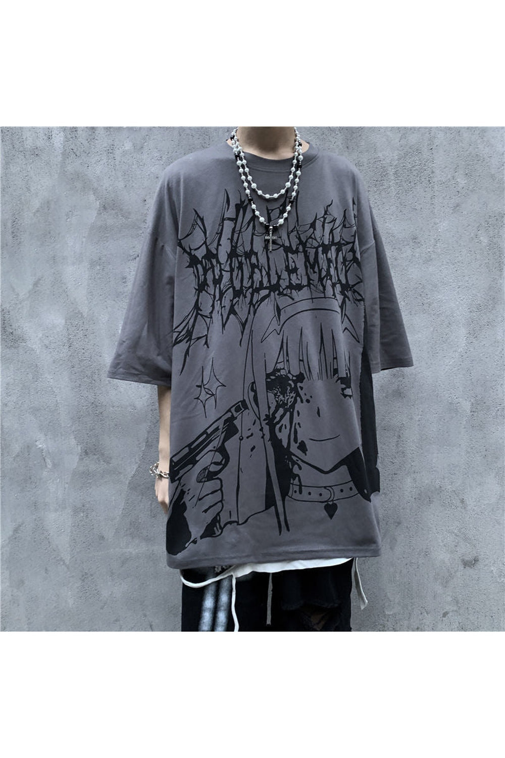 Dark Anime Egirl Black T-shirt