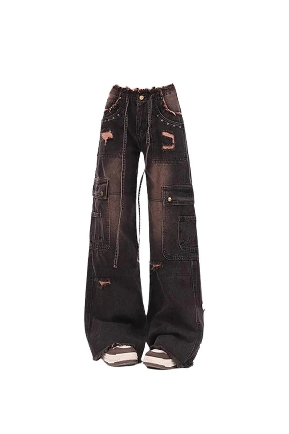 Fall Dark Cargo Distressed Jeans