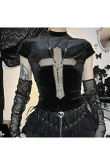 Dark Cross Sheer Mall Gothic Women's T-Shirt