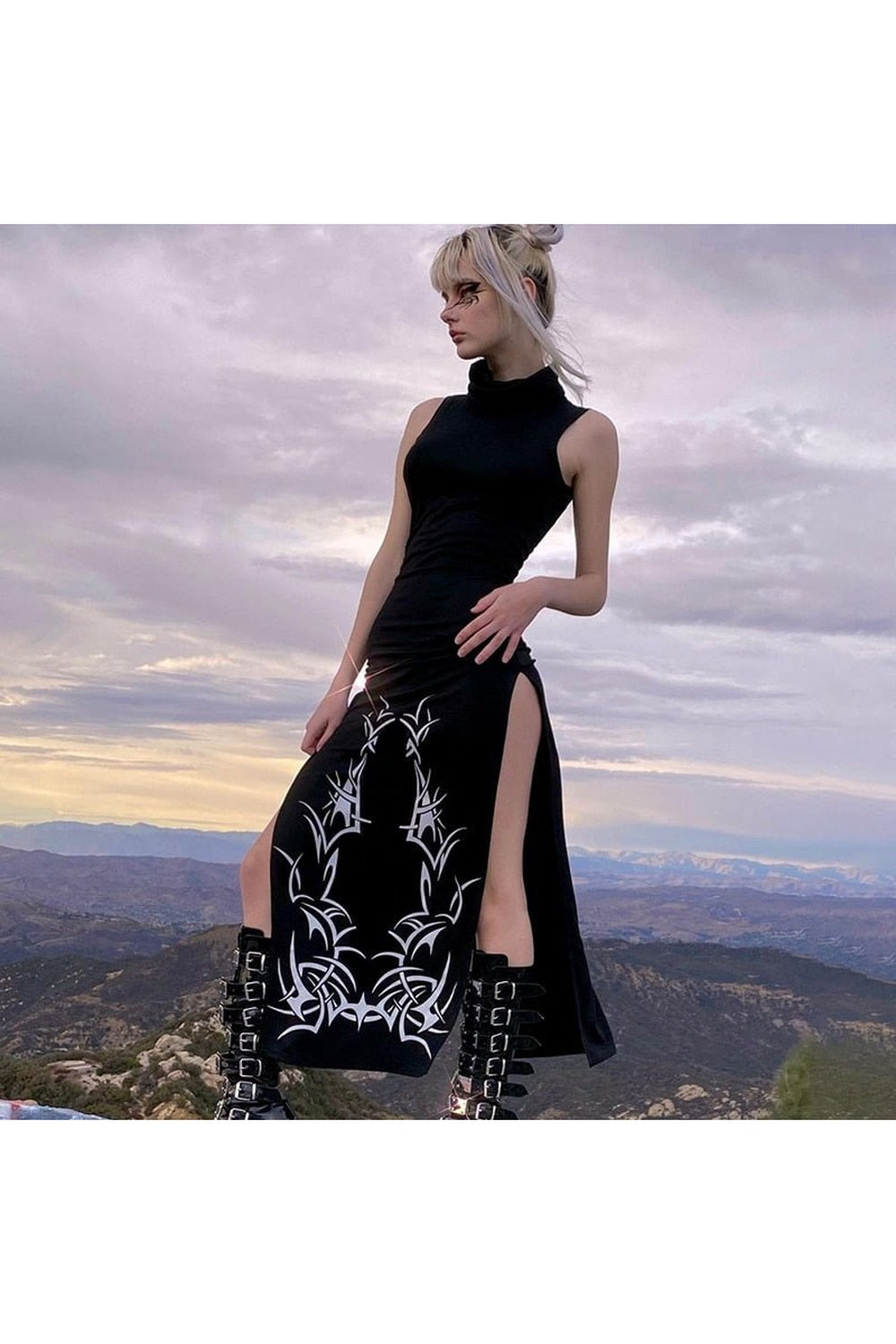 Dark Split Side Goth Dress