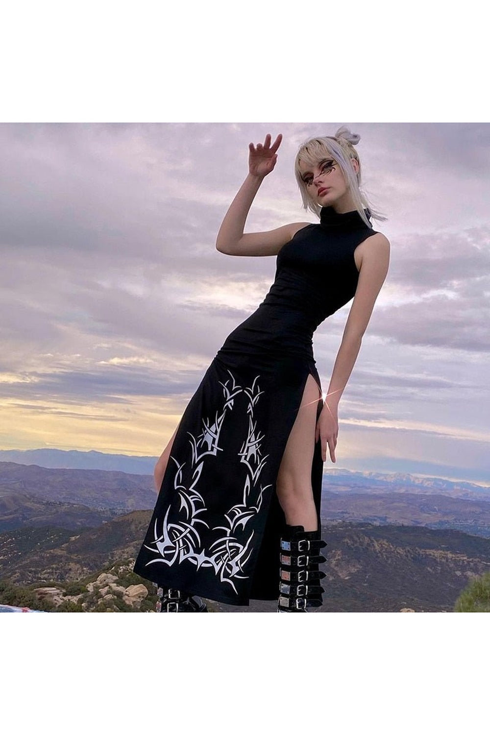 Dark Split Side Goth Dress