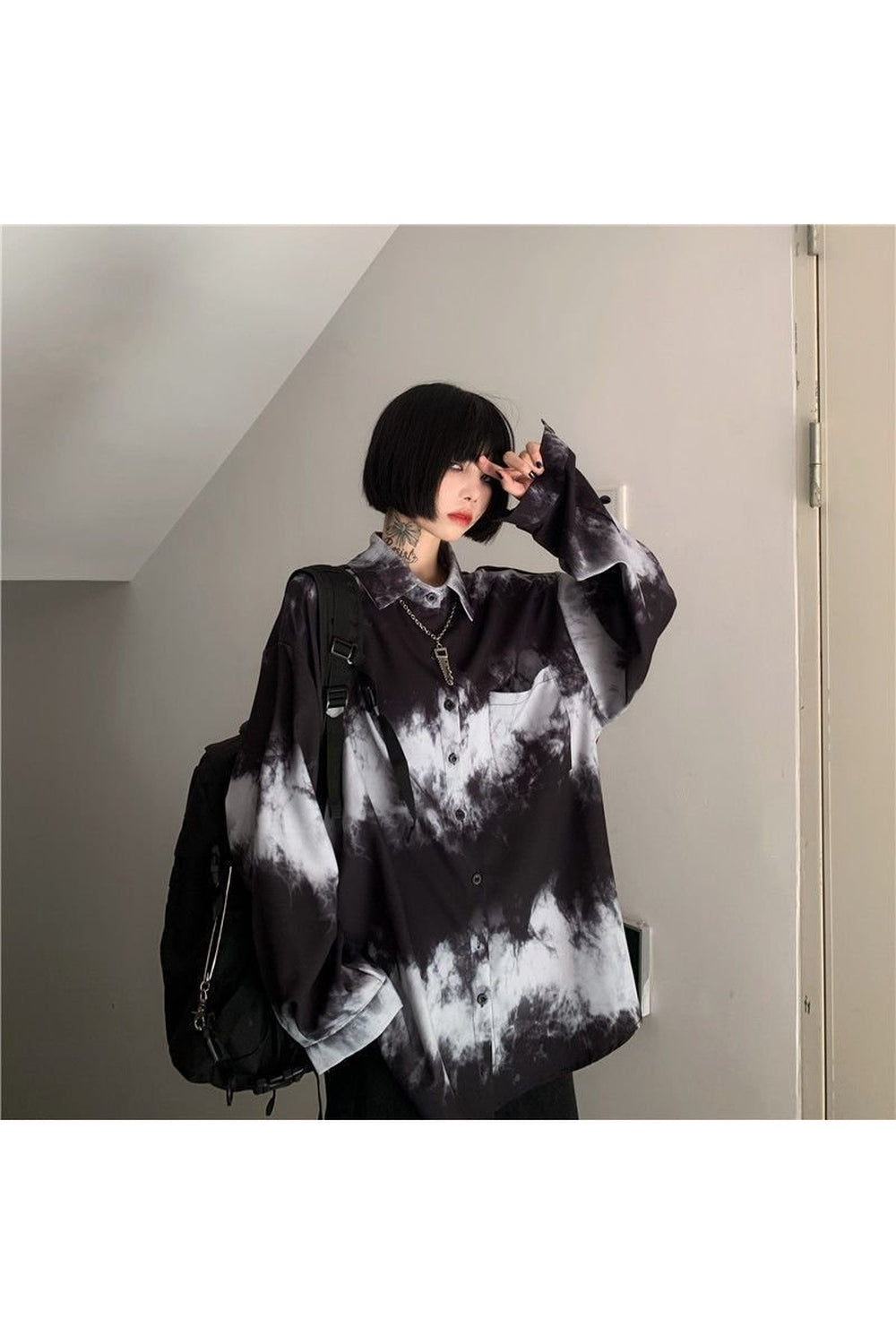 Dark Tie-dye Harajuku Blouse