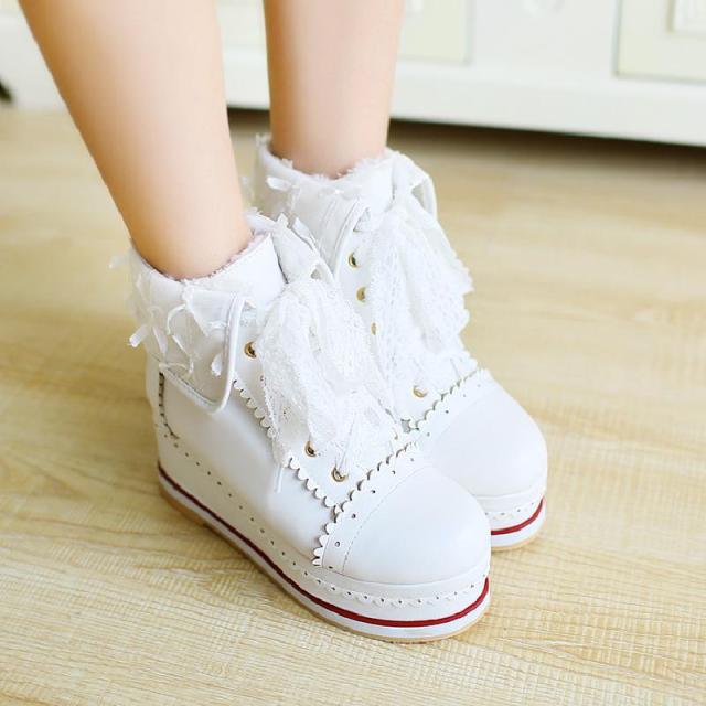 White/Purple/Orange/Pink Sweet Cute Bowknot Lace Bandage Kawaii Shoes BE516