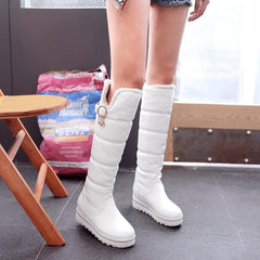 Ready Stock Black/White/Red Faux Fur Winter Warm Boots SP310
