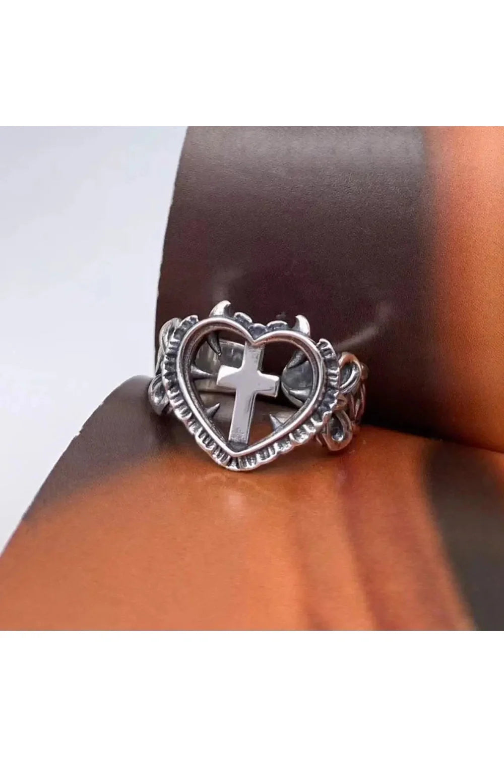 Death Cross Heart Ring