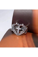 Death Cross Heart Ring