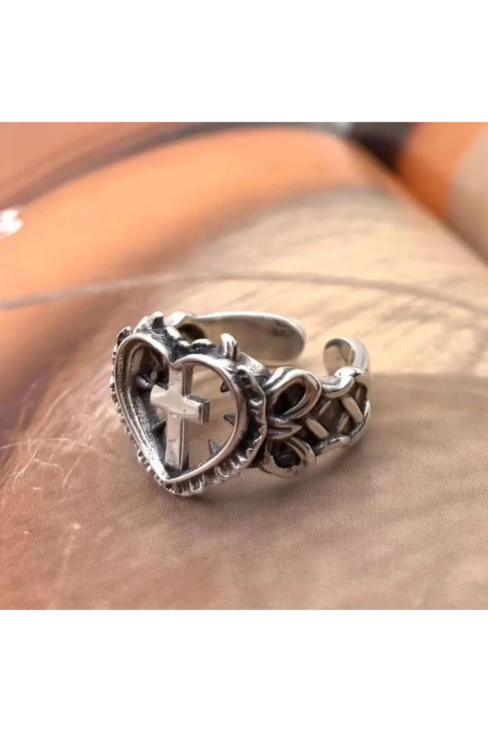 Death Cross Heart Ring