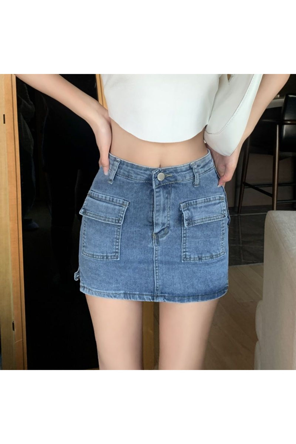 Denim A-line Mini Skirt