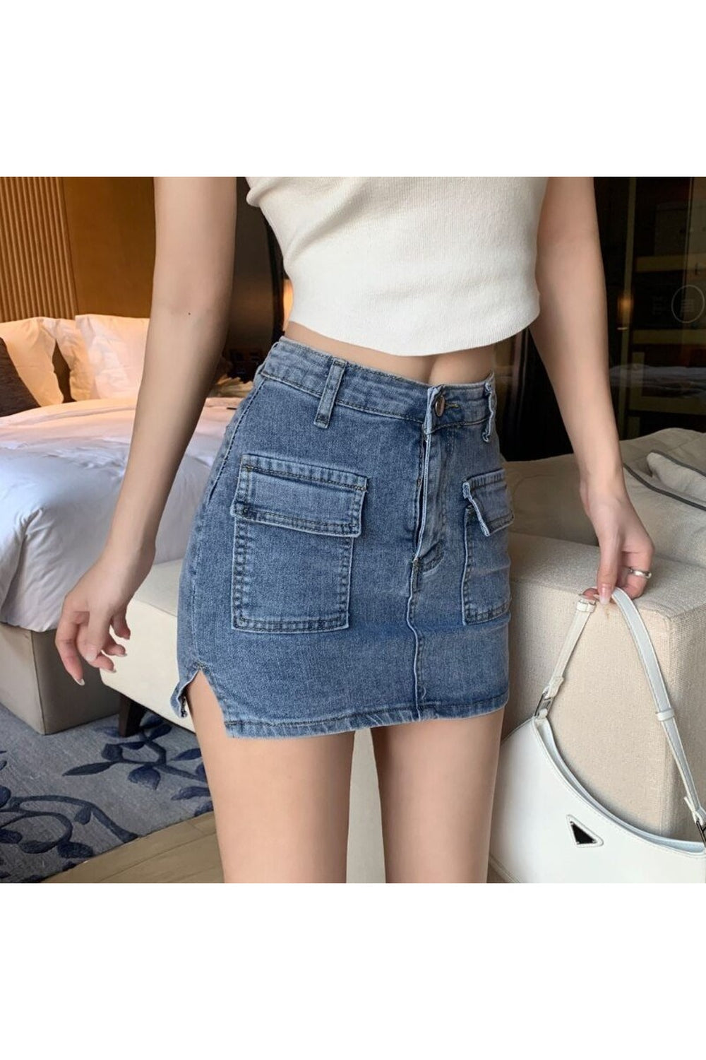 Denim A-line Mini Skirt