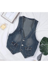 Denim Dream Lace Trimmed Vest