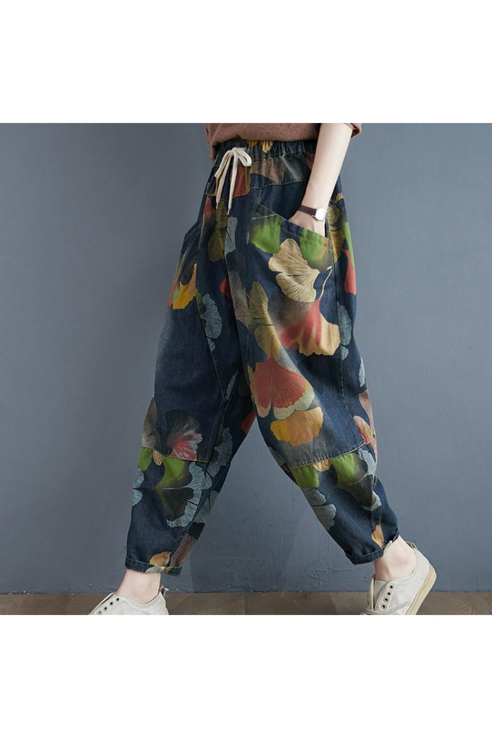 Denim harem pants