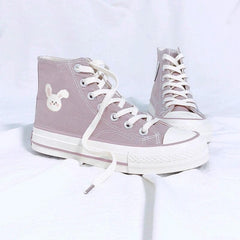 Sweet Lolita Rabbit Bear Print Canvas Shoes