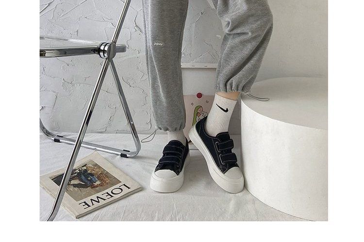 Adhesive Strap Canvas Platform Sneakers YP567