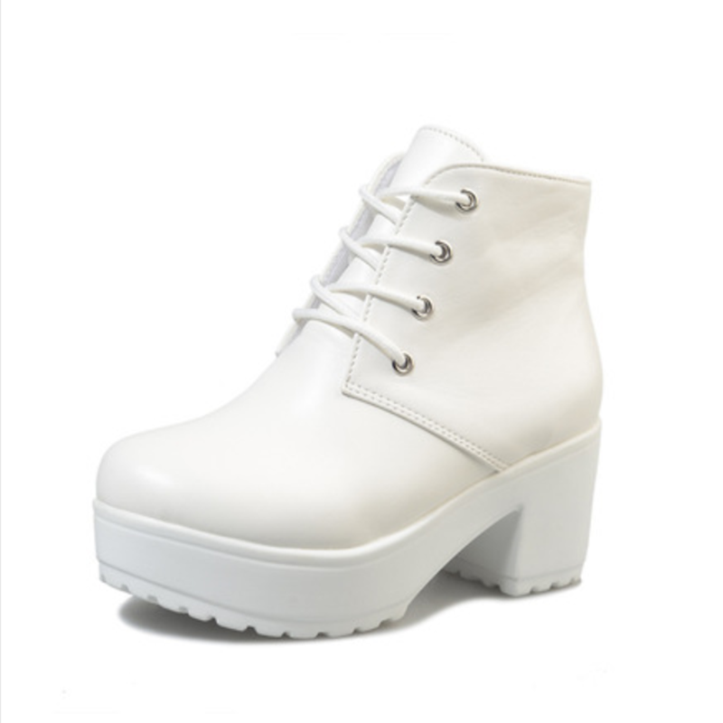 Lace-up Black/White Martin Boots BE843