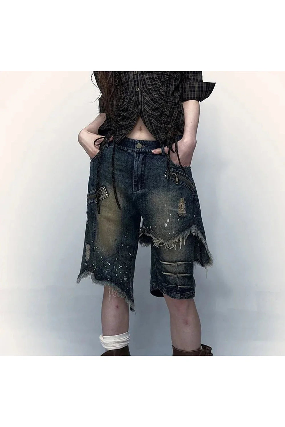 Distressed Grunge Bermuda Shorts