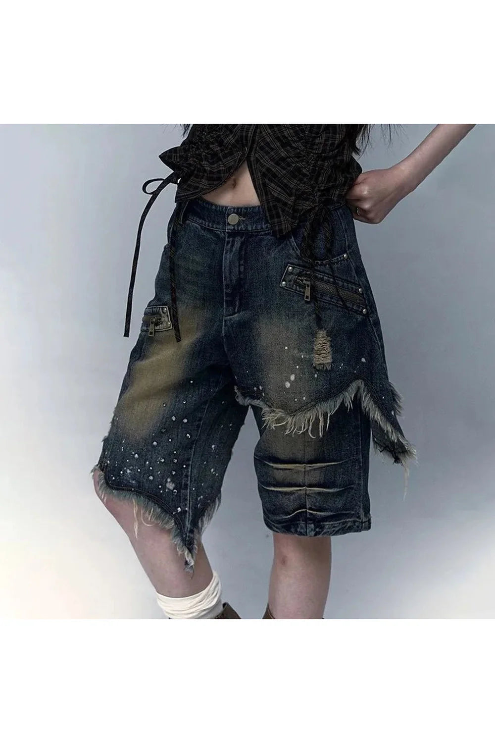 Distressed Grunge Bermuda Shorts