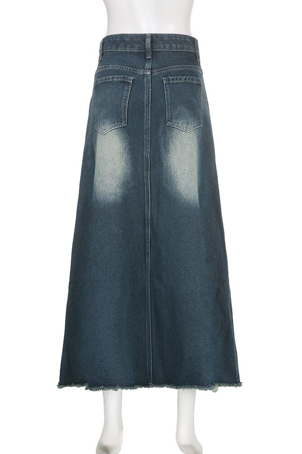 Distressed Low Waist Denim Skirt