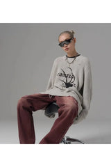 Distressed Spider Graphic Sweater