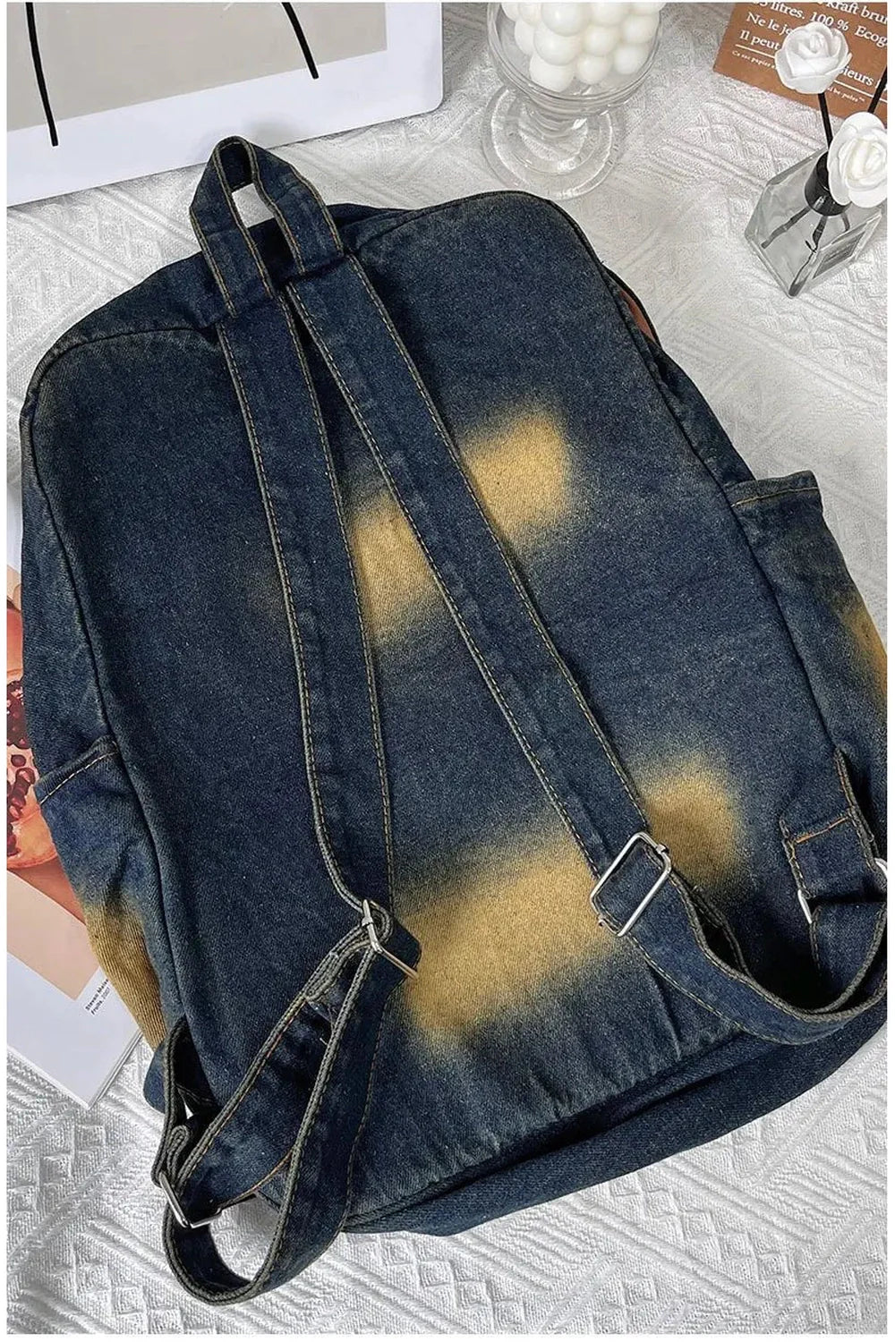 Distressed Vintage Denim Backpack