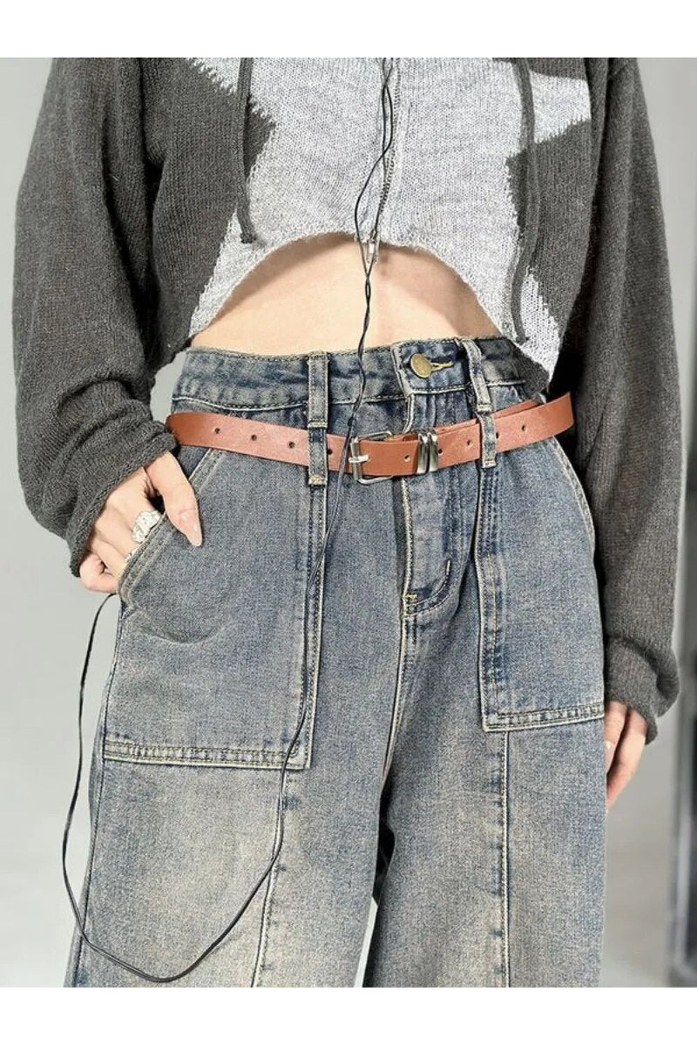 Fall Distressed Y2K Wide Leg Jeans