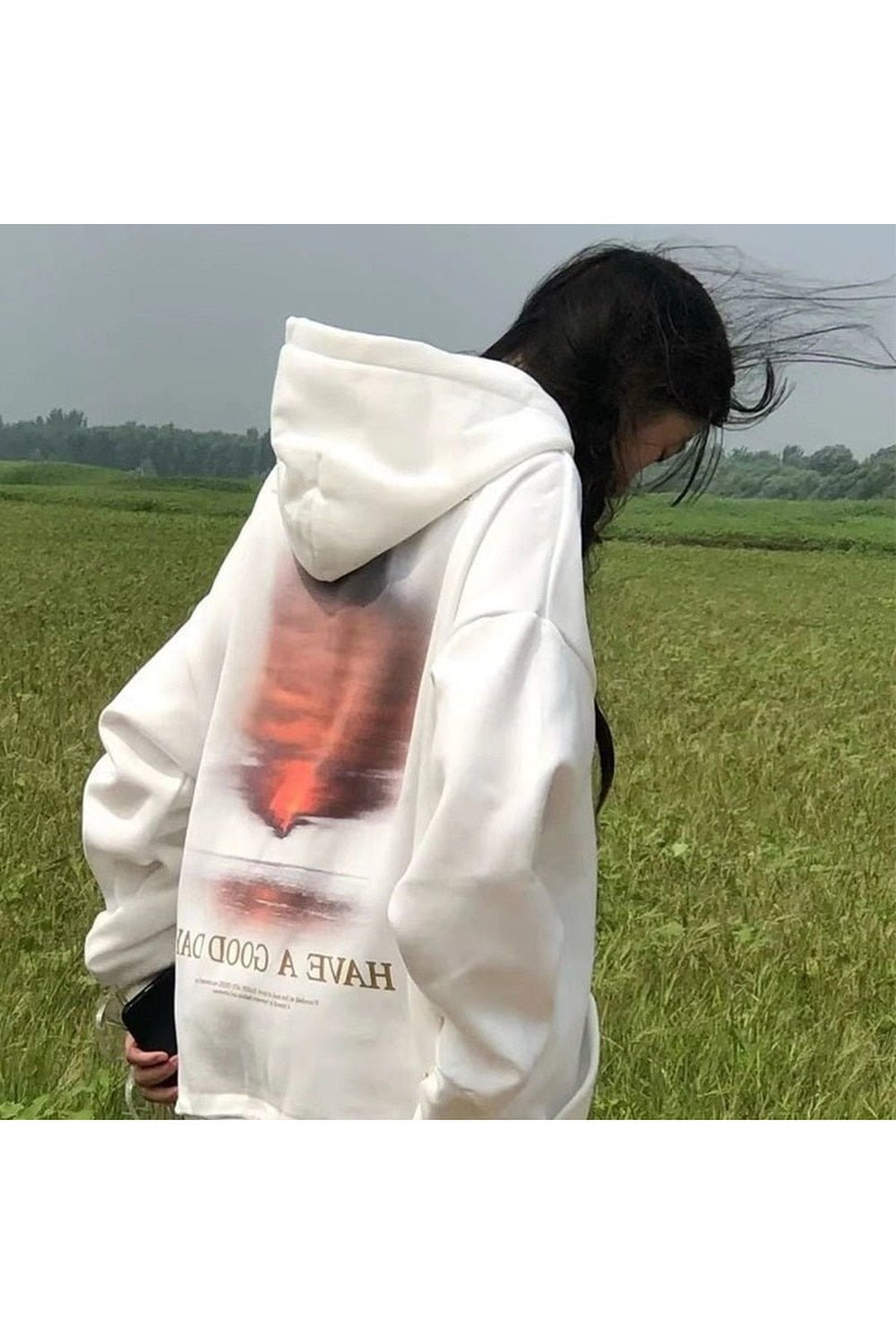 Fall Dreamcore White Oversized Hoodie