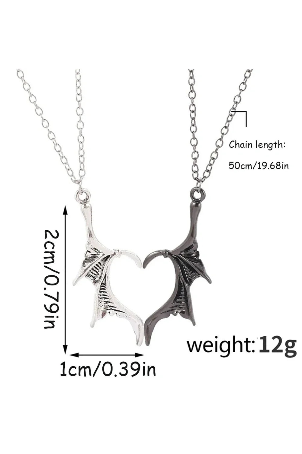 Duality Bat Wing Heart Necklace