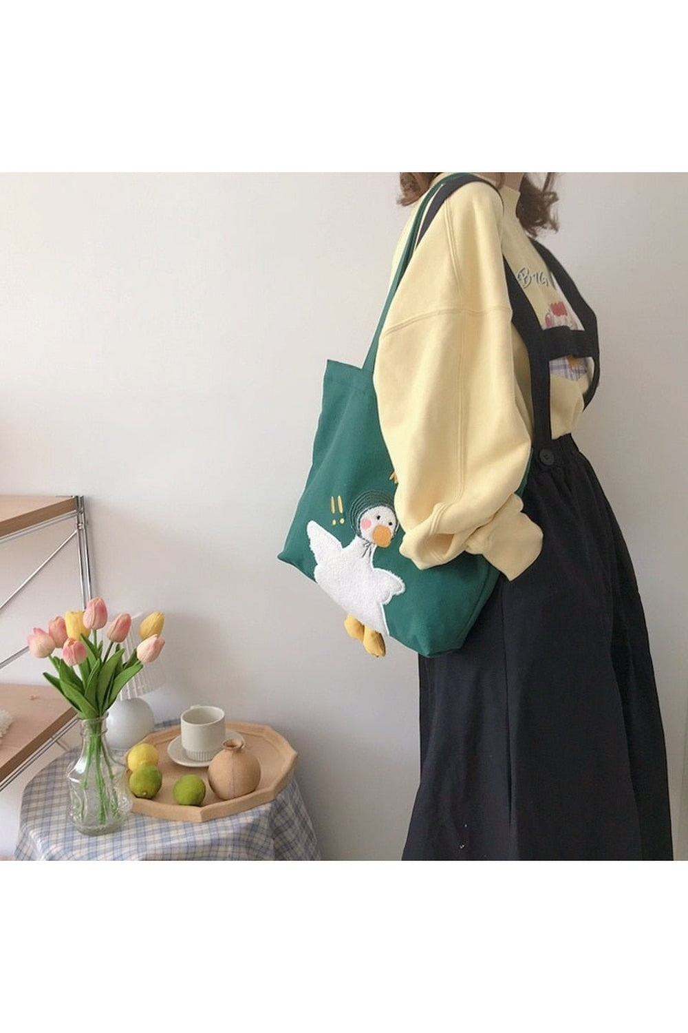 Duck Embroidery Canvas Bag