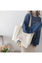 Duck Embroidery Canvas Bag