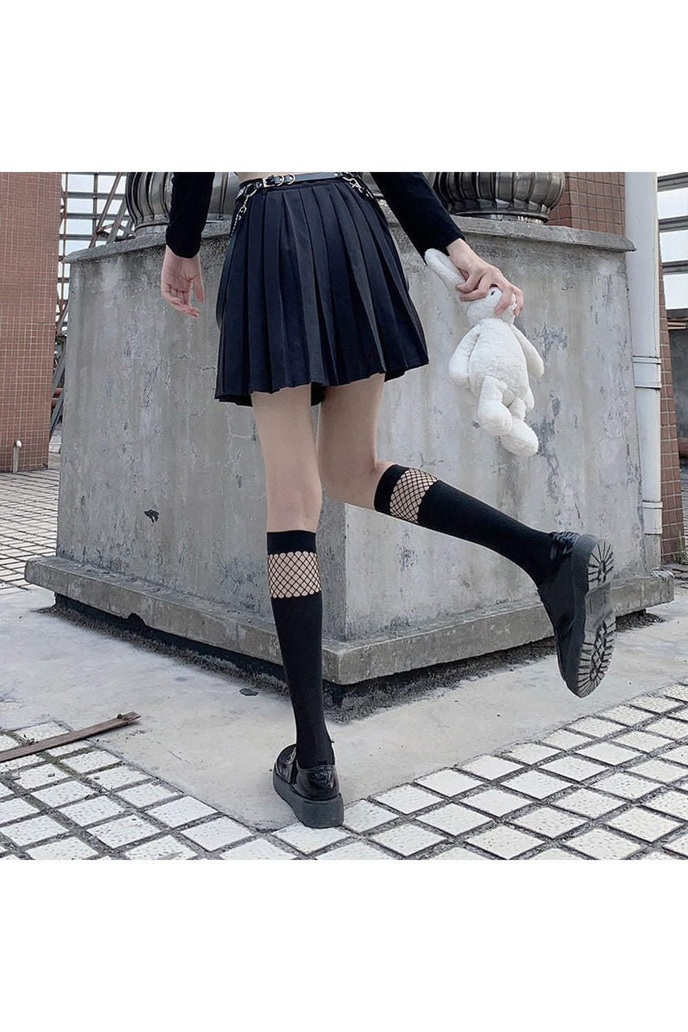 E-girl & Goth Mesh Velvet Knee Socks