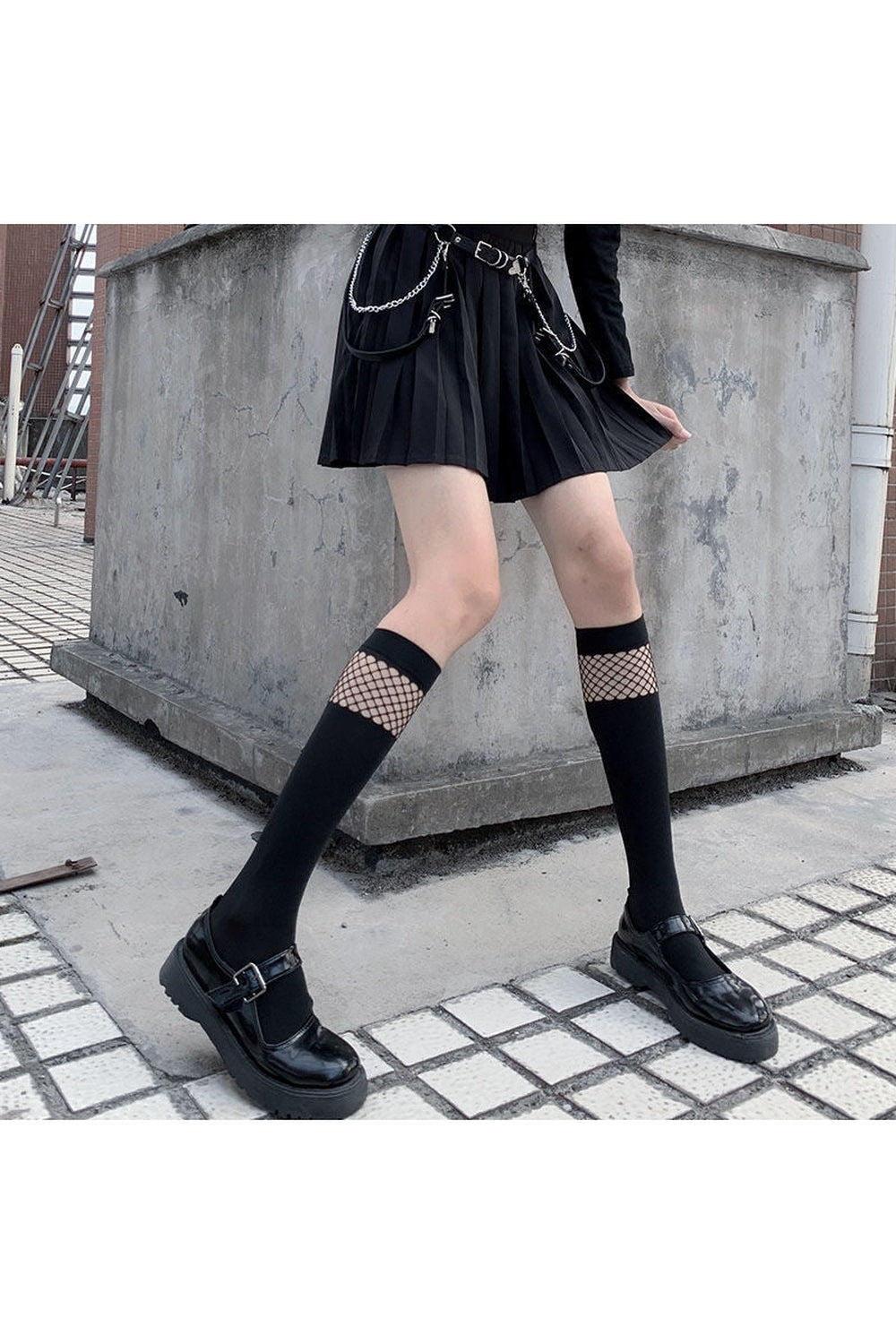 E-girl & Goth Mesh Velvet Knee Socks